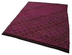Geometric Kilim Pembe Geometrik Keçi Tüyü El Dokuma Halısı 175x230 Agacan