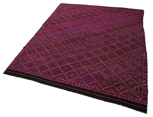 Geometric Kilim Pembe Geometrik Keçi Tüyü El Dokuma Halısı 175x230 Agacan