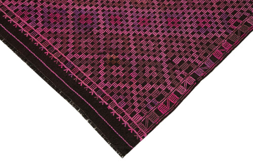 Geometric Kilim Pembe Geometrik Keçi Tüyü El Dokuma Halısı 175x230 Agacan