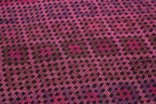 Geometric Kilim Pembe Geometrik Keçi Tüyü El Dokuma Halısı 175x230 Agacan