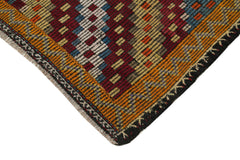 Geometric Kilim Turuncu Geometrik Keçi Tüyü El Dokuma Halısı 202x320 Agacan
