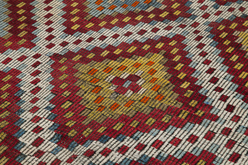 Geometric Kilim Turuncu Geometrik Keçi Tüyü El Dokuma Halısı 202x320 Agacan