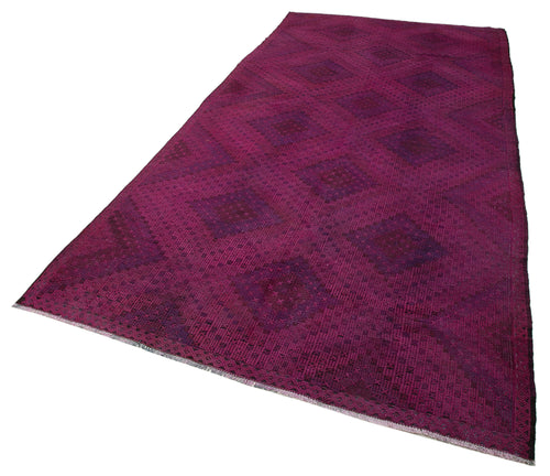 Geometric Kilim Pembe Geometrik Keçi Tüyü El Dokuma Halısı 175x355 Agacan