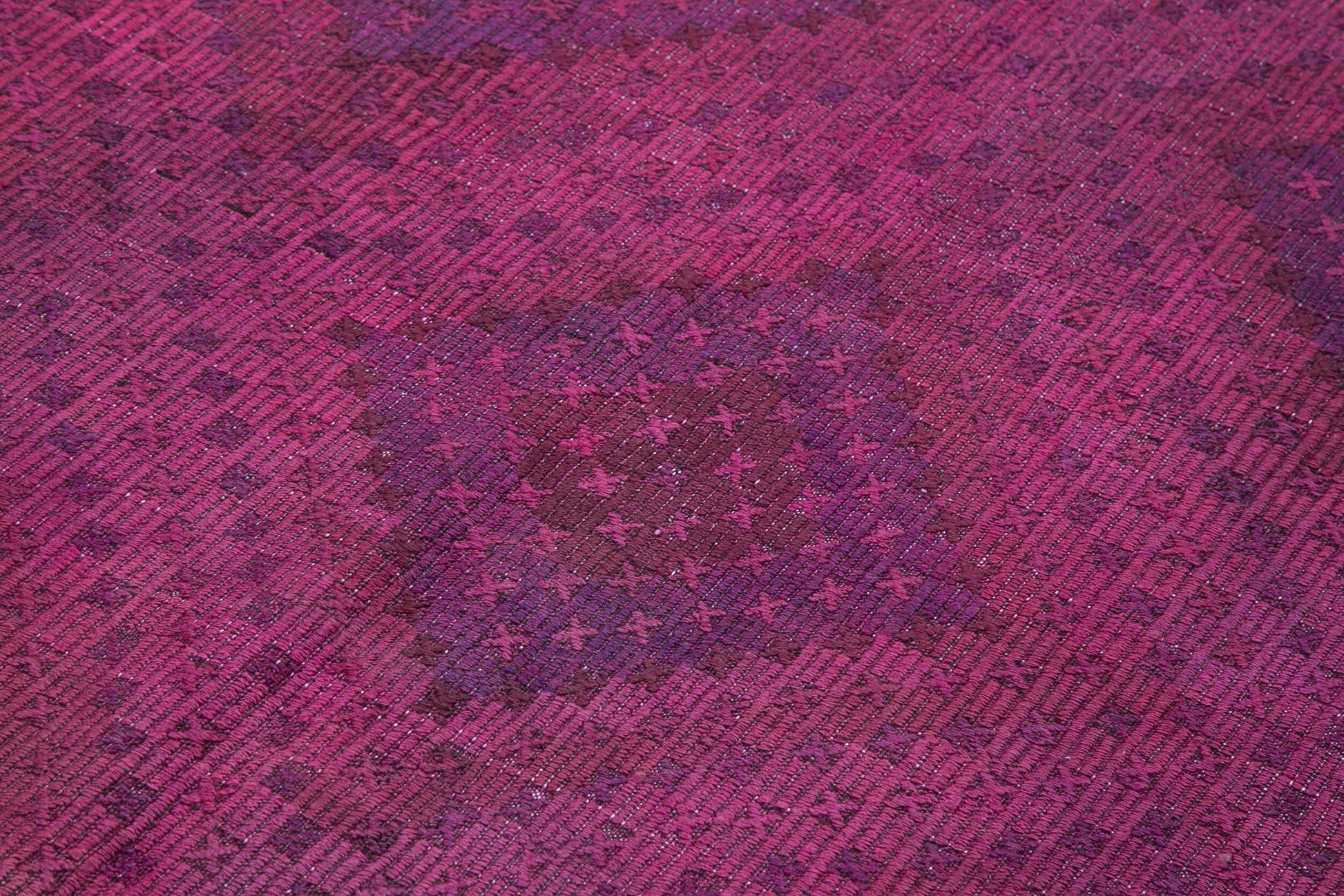 Geometric Kilim Pembe Geometrik Keçi Tüyü El Dokuma Halısı 175x355 Agacan