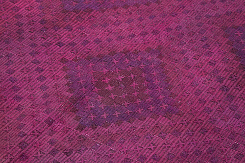 Geometric Kilim Pembe Geometrik Keçi Tüyü El Dokuma Halısı 175x355 Agacan