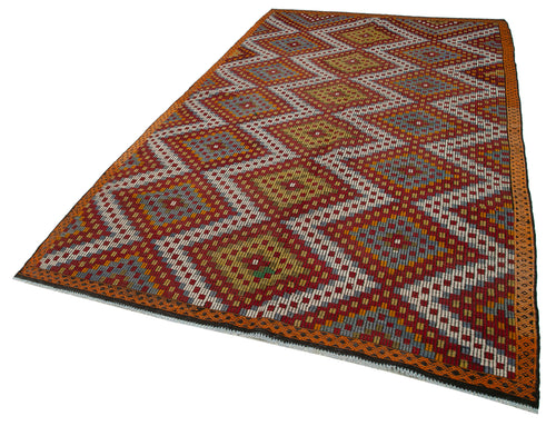 Geometric Kilim Beyaz Geometrik Keçi Tüyü El Dokuma Halısı 181x304 Agacan