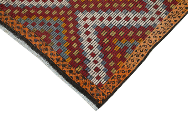 Geometric Kilim Beyaz Geometrik Keçi Tüyü El Dokuma Halısı 181x304 Agacan