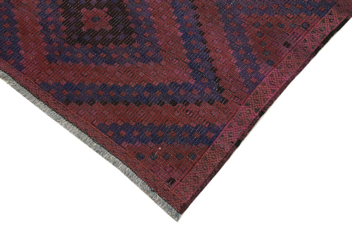 Geometric Kilim Kırmızı Geometrik Keçi Tüyü El Dokuma Halısı 175x370 Agacan