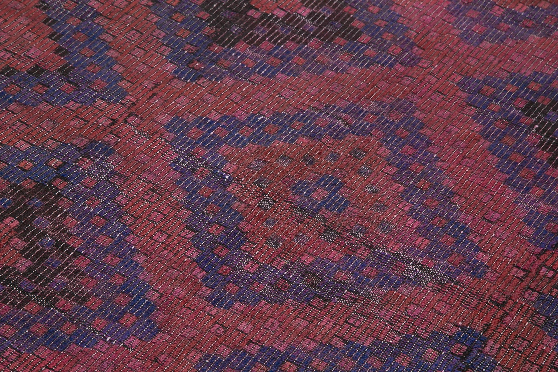 Geometric Kilim Kırmızı Geometrik Keçi Tüyü El Dokuma Halısı 175x370 Agacan