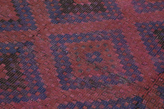 Geometric Kilim Kırmızı Geometrik Keçi Tüyü El Dokuma Halısı 175x370 Agacan