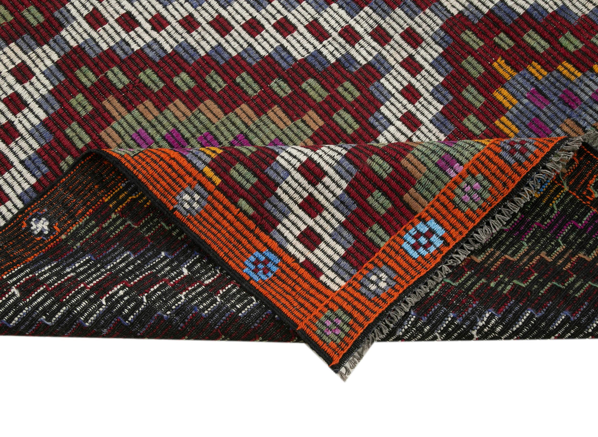 Geometric Kilim Beyaz Geometrik Keçi Tüyü El Dokuma Halısı 187x353 Agacan
