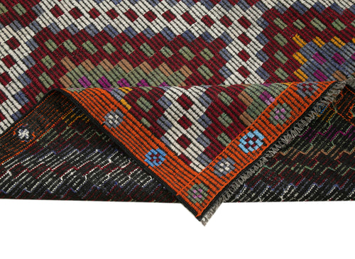 Geometric Kilim Beyaz Geometrik Keçi Tüyü El Dokuma Halısı 187x353 Agacan