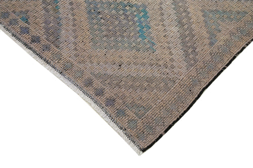 Geometric Kilim Bej Geometrik Keçi Tüyü El Dokuma Halısı 170x347 Agacan