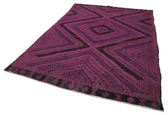 Geometric Kilim Pembe Geometrik Keçi Tüyü El Dokuma Halısı 202x287 Agacan