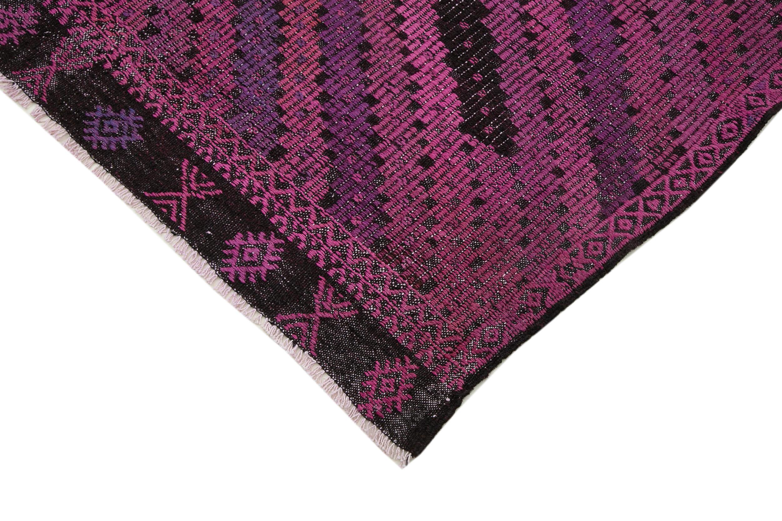Geometric Kilim Pembe Geometrik Keçi Tüyü El Dokuma Halısı 202x287 Agacan