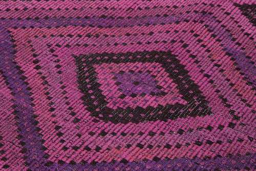 Geometric Kilim Pembe Geometrik Keçi Tüyü El Dokuma Halısı 202x287 Agacan