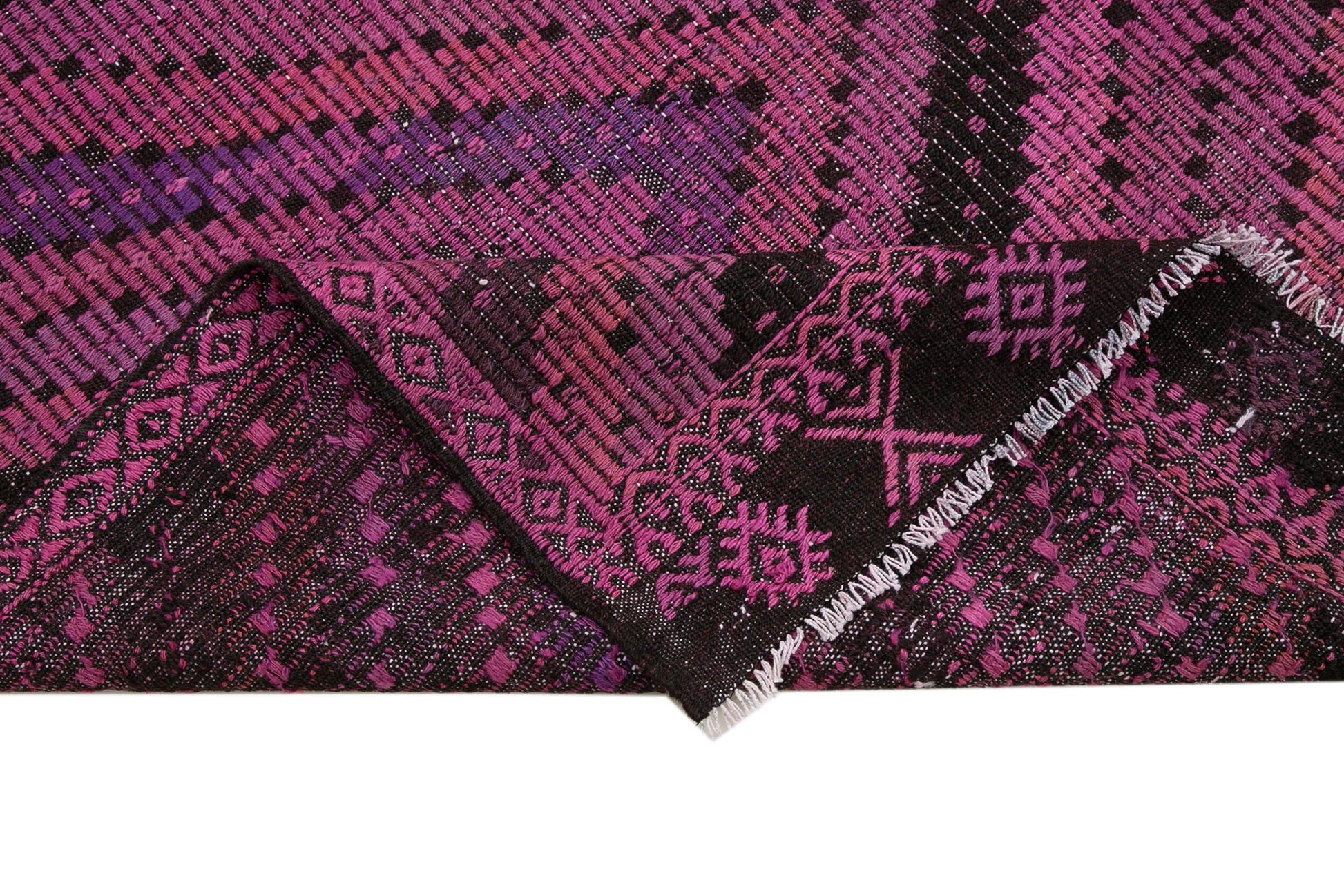 Geometric Kilim Pembe Geometrik Keçi Tüyü El Dokuma Halısı 202x287 Agacan