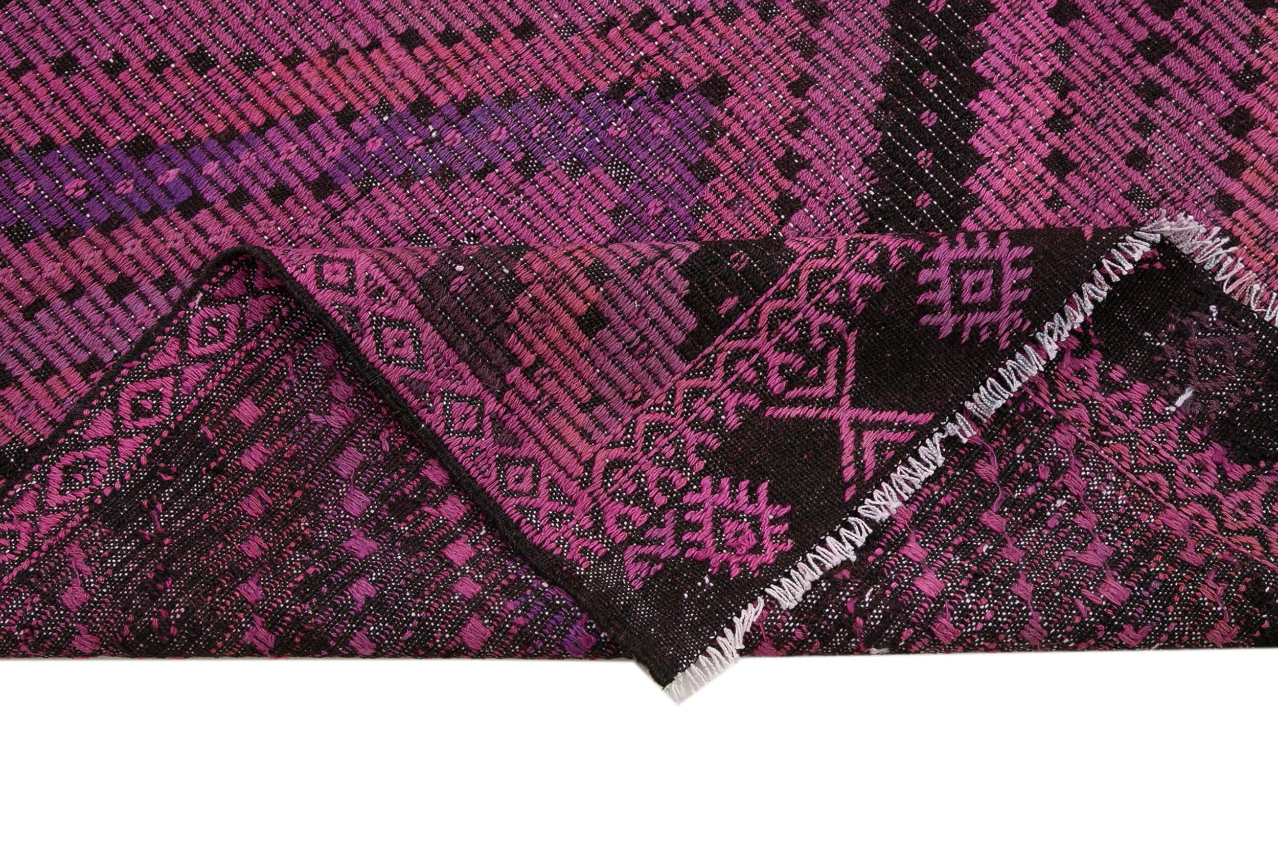 Geometric Kilim Pembe Geometrik Keçi Tüyü El Dokuma Halısı 202x287 Agacan