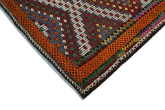 Geometric Kilim Beyaz Geometrik Keçi Tüyü El Dokuma Halısı 194x363 Agacan