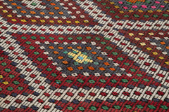 Geometric Kilim Beyaz Geometrik Keçi Tüyü El Dokuma Halısı 194x363 Agacan