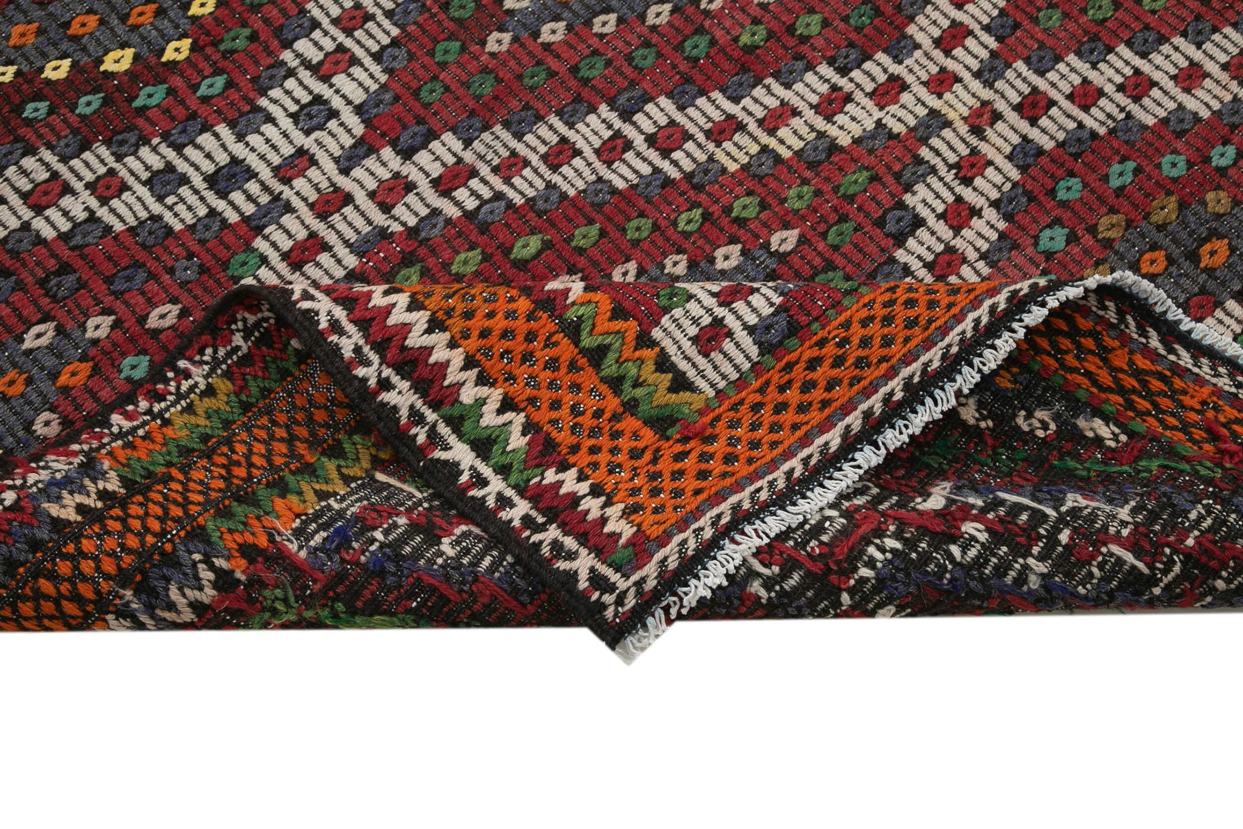 Geometric Kilim Beyaz Geometrik Keçi Tüyü El Dokuma Halısı 194x363 Agacan