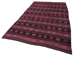 Geometric Kilim Pembe Geometrik Keçi Tüyü El Dokuma Halısı 176x315 Agacan