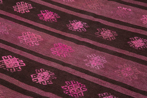 Geometric Kilim Pembe Geometrik Keçi Tüyü El Dokuma Halısı 176x315 Agacan