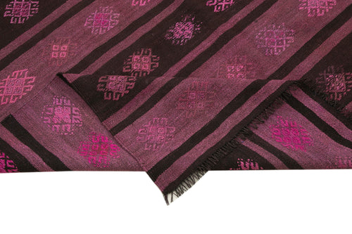 Geometric Kilim Pembe Geometrik Keçi Tüyü El Dokuma Halısı 176x315 Agacan
