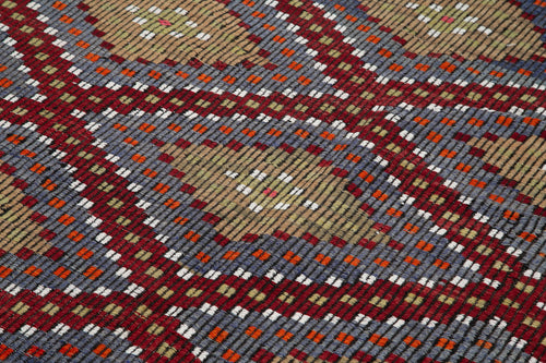 Geometric Kilim Beyaz Geometrik Keçi Tüyü El Dokuma Halısı 200x358 Agacan
