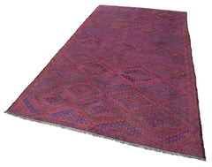 Geometric Kilim Pembe Geometrik Keçi Tüyü El Dokuma Halısı 170x290 Agacan