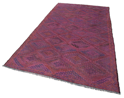 Geometric Kilim Pembe Geometrik Keçi Tüyü El Dokuma Halısı 170x290 Agacan