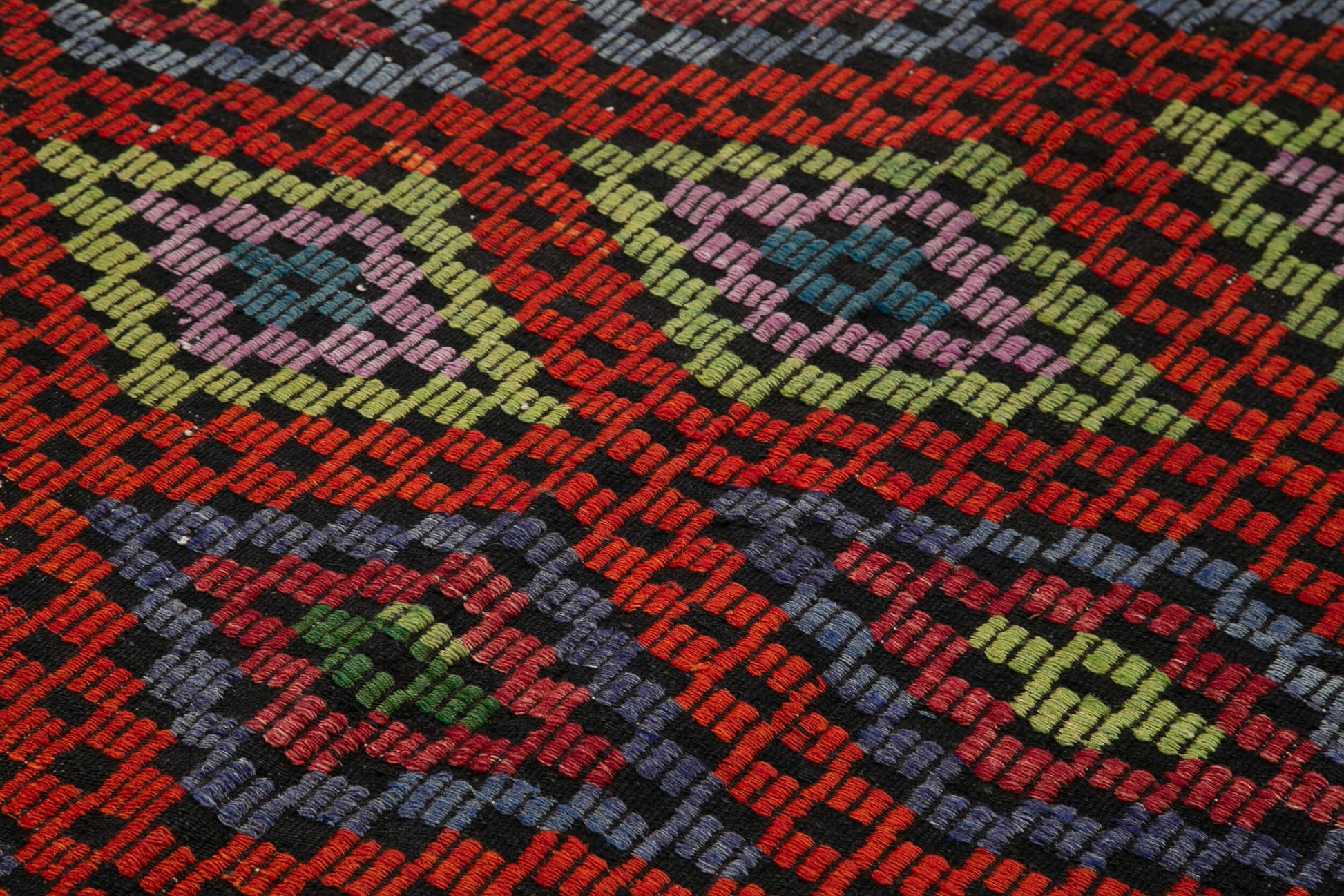 Geometric Kilim Beyaz Geometrik Keçi Tüyü El Dokuma Halısı 211x268 Agacan