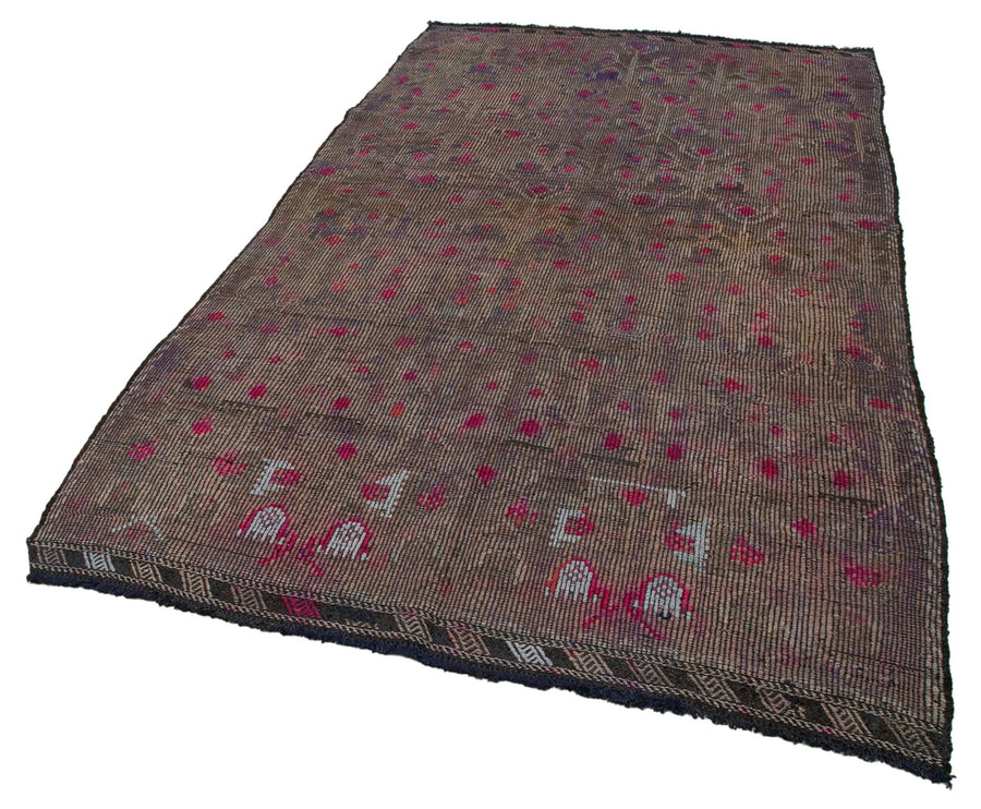 Geometric Kilim Mor Geometrik Keçi Tüyü El Dokuma Halısı 160x272 Agacan
