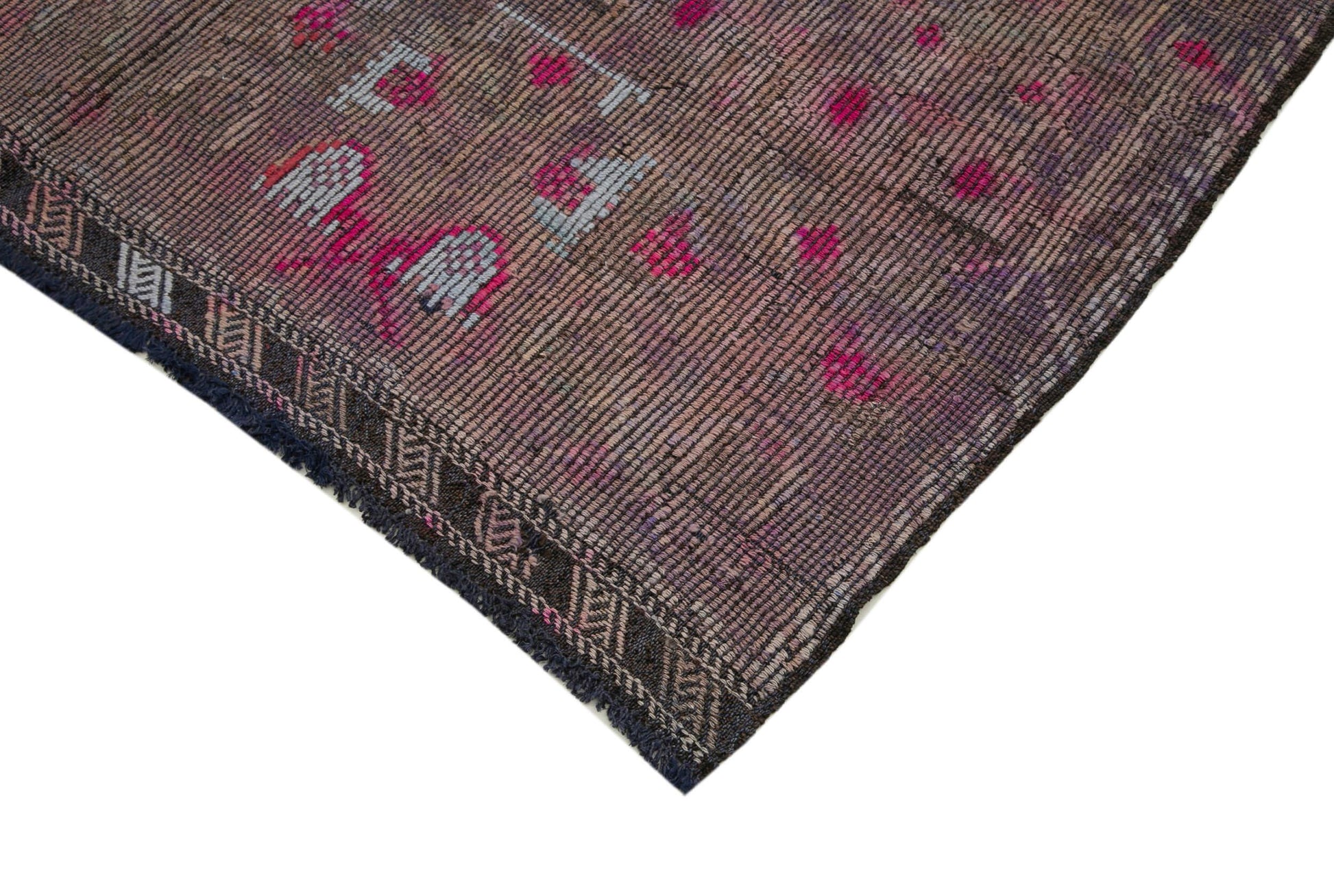 Geometric Kilim Mor Geometrik Keçi Tüyü El Dokuma Halısı 160x272 Agacan