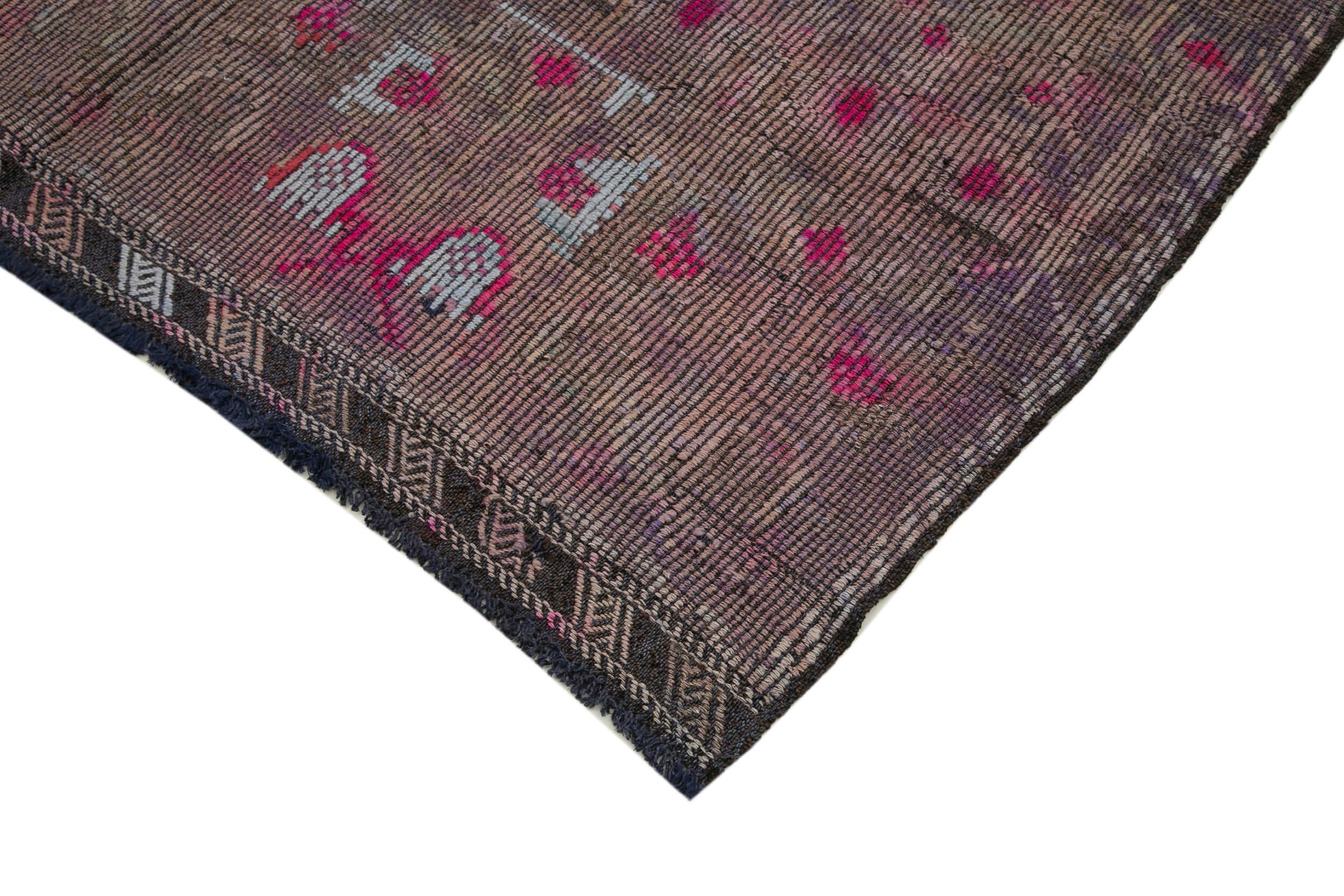 Geometric Kilim Mor Geometrik Keçi Tüyü El Dokuma Halısı 160x272 Agacan