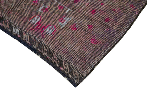 Geometric Kilim Mor Geometrik Keçi Tüyü El Dokuma Halısı 160x272 Agacan