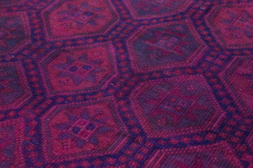 Geometric Kilim Pembe Geometrik Keçi Tüyü El Dokuma Halısı 205x300 Agacan