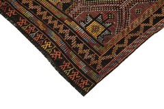 Geometric Kilim Turuncu Geometrik Keçi Tüyü El Dokuma Halısı 163x278 Agacan