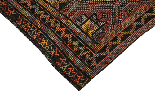 Geometric Kilim Turuncu Geometrik Keçi Tüyü El Dokuma Halısı 163x278 Agacan