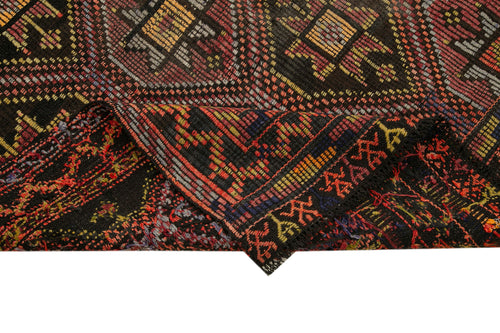 Geometric Kilim Turuncu Geometrik Keçi Tüyü El Dokuma Halısı 163x278 Agacan