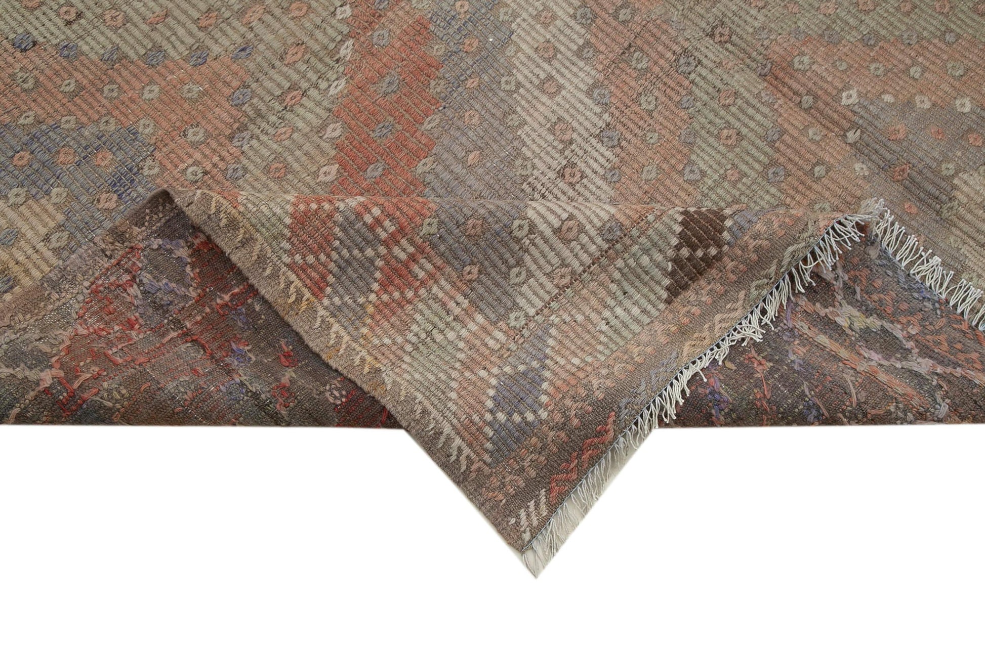 Geometric Kilim Beyaz Geometrik Keçi Tüyü El Dokuma Halısı 196x319 Agacan