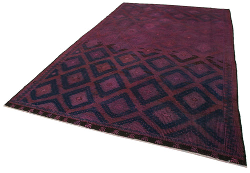 Geometric Kilim Pembe Geometrik Keçi Tüyü El Dokuma Halısı 220x355 Agacan