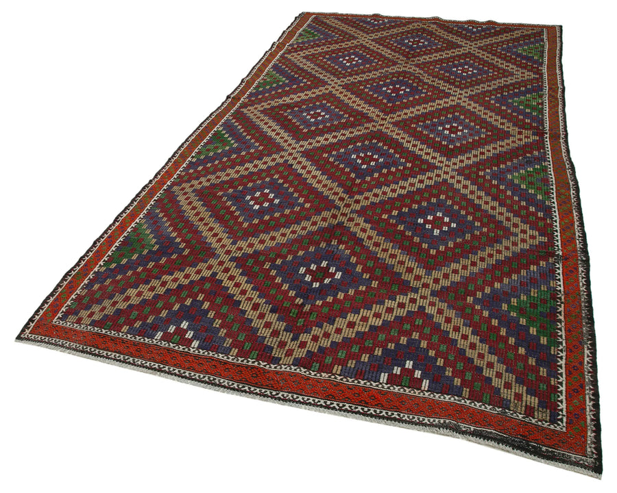 Geometric Kilim Beyaz Geometrik Keçi Tüyü El Dokuma Halısı 178x376 Agacan