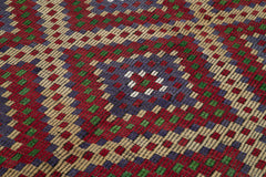 Geometric Kilim Beyaz Geometrik Keçi Tüyü El Dokuma Halısı 178x376 Agacan