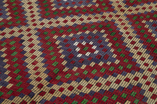 Geometric Kilim Beyaz Geometrik Keçi Tüyü El Dokuma Halısı 178x376 Agacan