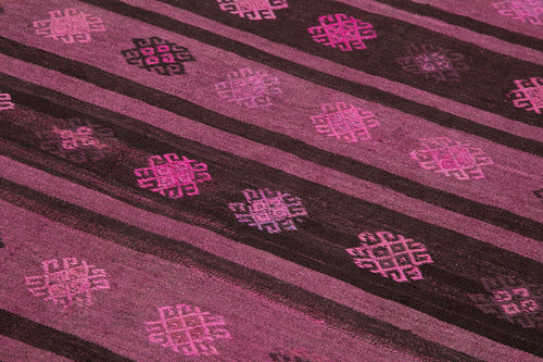 Geometric Kilim Pembe Geometrik Keçi Tüyü El Dokuma Halısı 185x300 Agacan