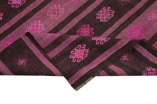 Geometric Kilim Pembe Geometrik Keçi Tüyü El Dokuma Halısı 185x300 Agacan