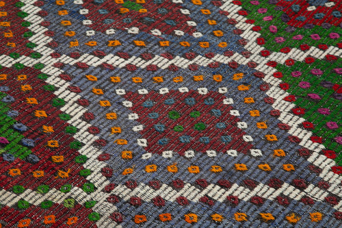 Geometric Kilim Beyaz Geometrik Keçi Tüyü El Dokuma Halısı 203x318 Agacan