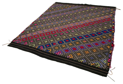 Geometric Kilim Beyaz Geometrik Keçi Tüyü El Dokuma Halısı 191x236 Agacan