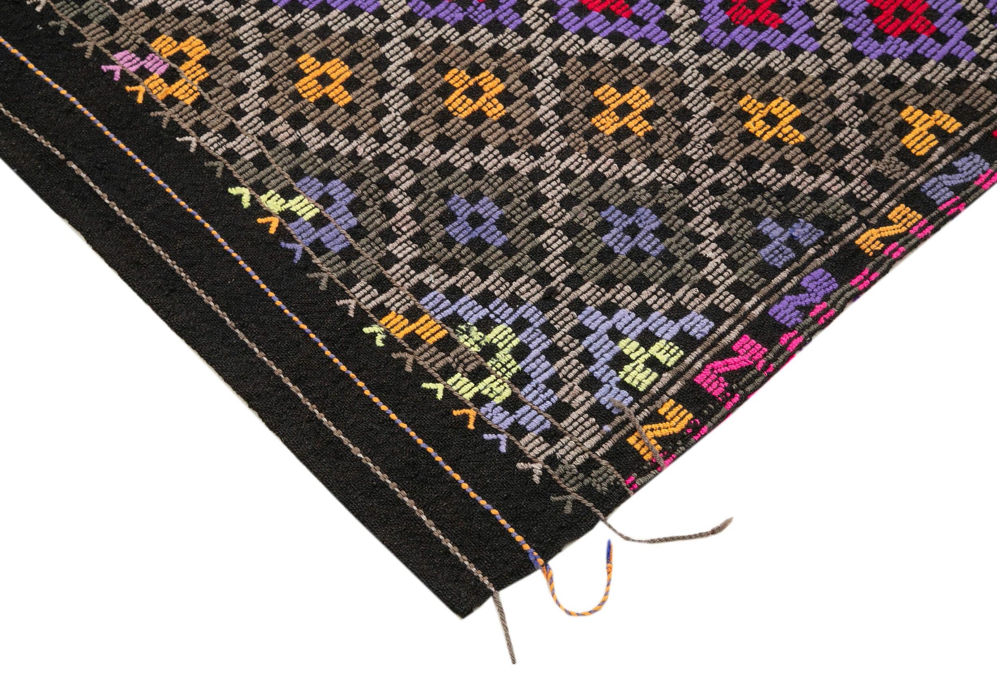 Geometric Kilim Beyaz Geometrik Keçi Tüyü El Dokuma Halısı 191x236 Agacan